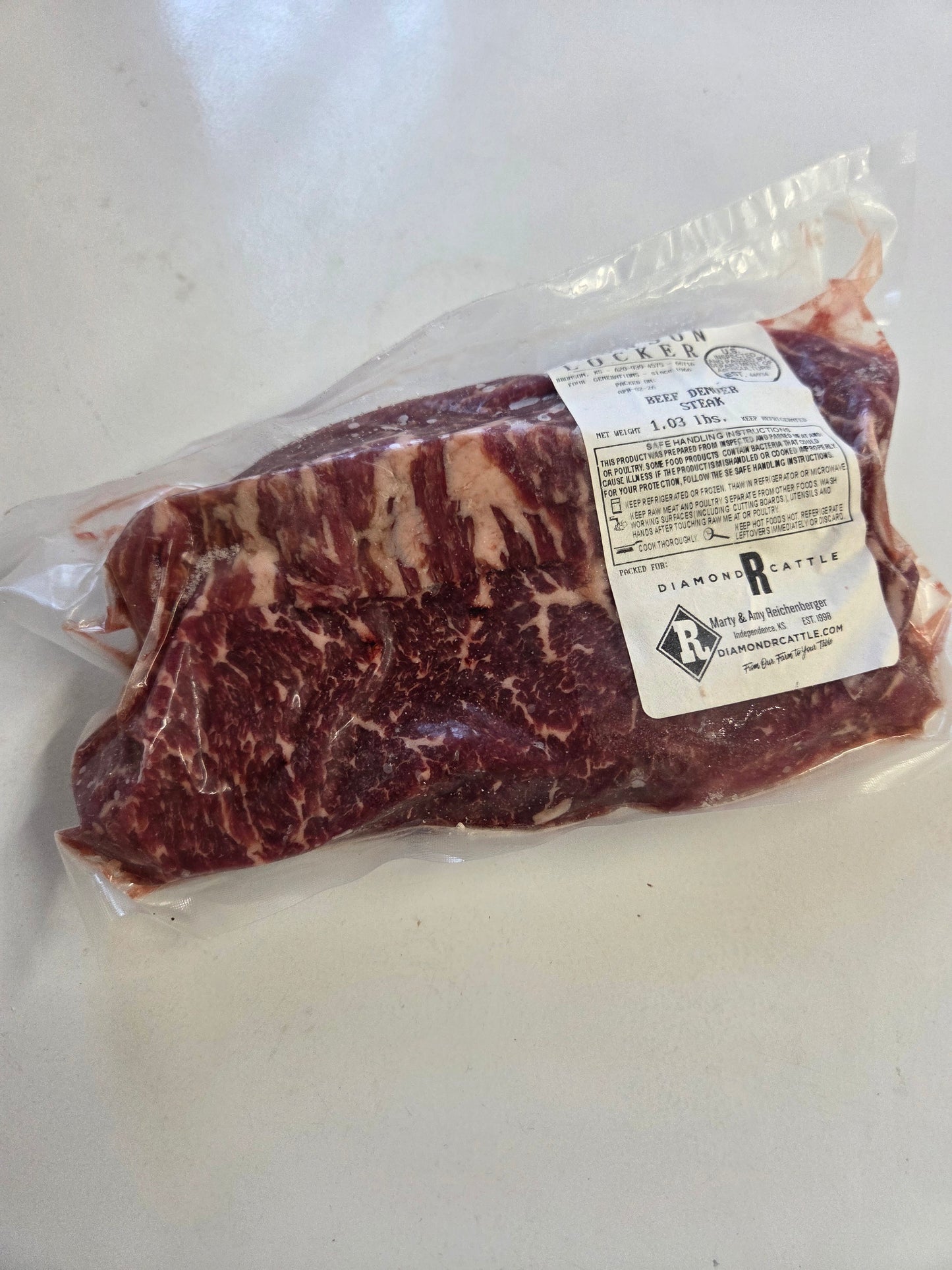 Diamond R Cattle Denver Steak, grass fed grain finished beef, Independence Kansas